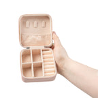 Compact Travel Jewelry Case – Portable Organizer with Ring Slots & Compartments